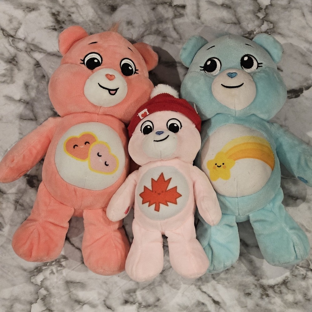 Care Bears Plush Lot Of 3 Cheer Wish True North Canada Maple Leaf 2021 2023